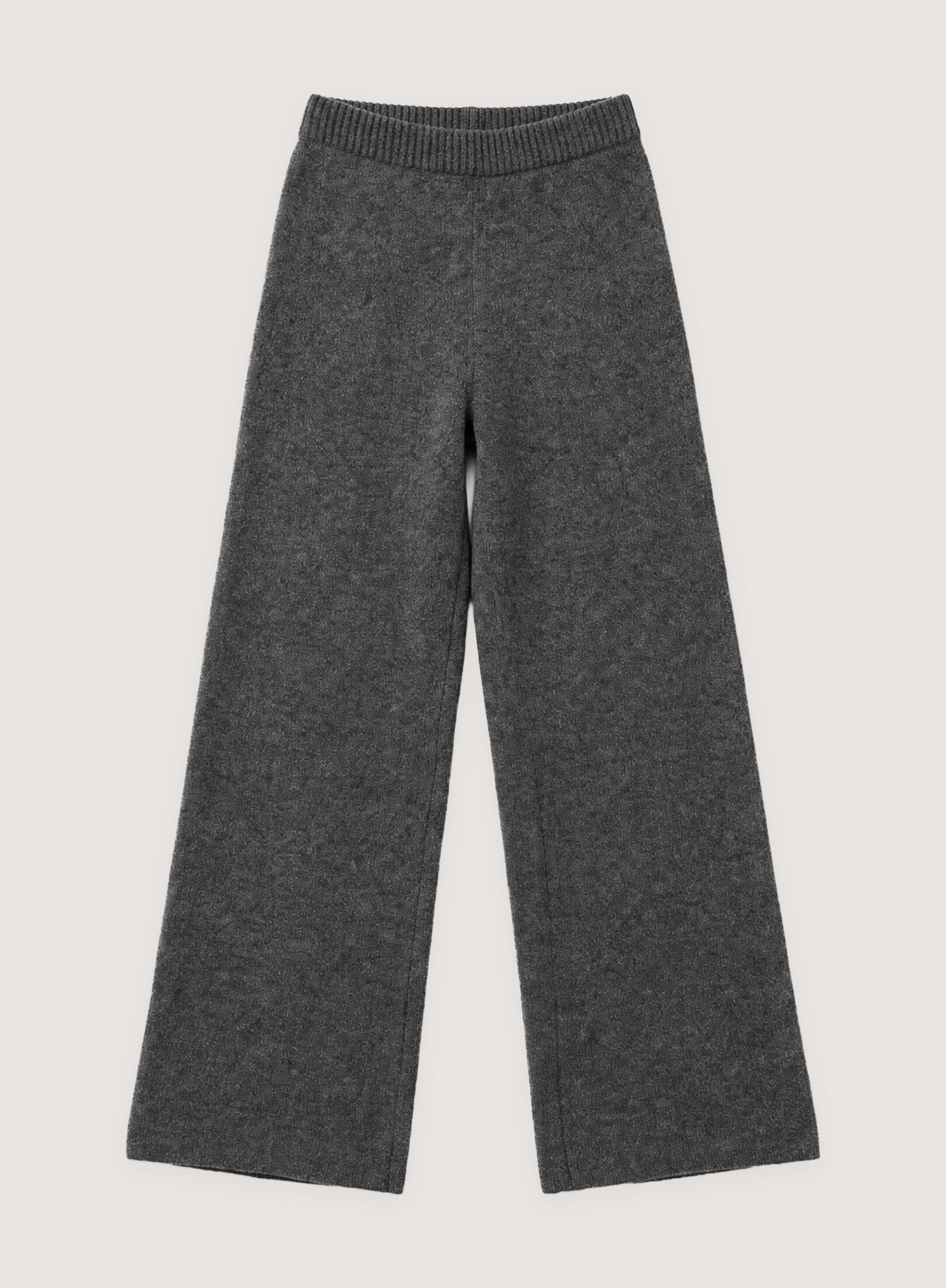 Charcoal Wool Blend Knitted Wide Leg Trousers